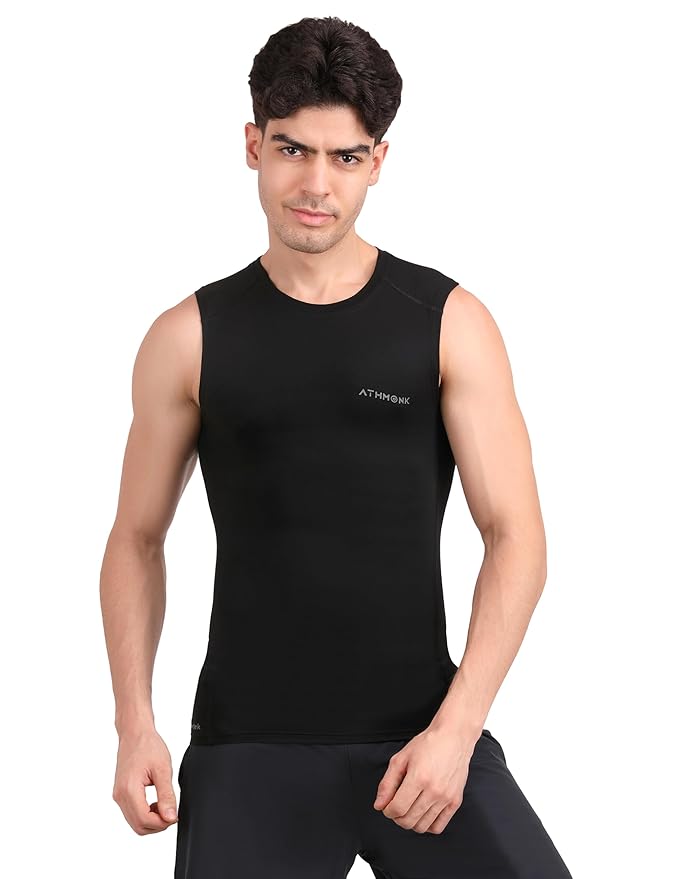 Athmonk Compression Vest Tank Body Shaper Without Sleeve for Men